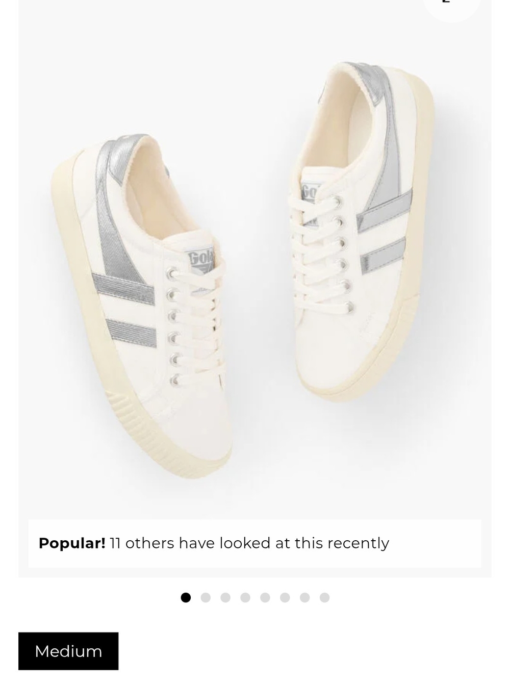 Gola White Sneakers with Silver Stripes — Low-Top Casual